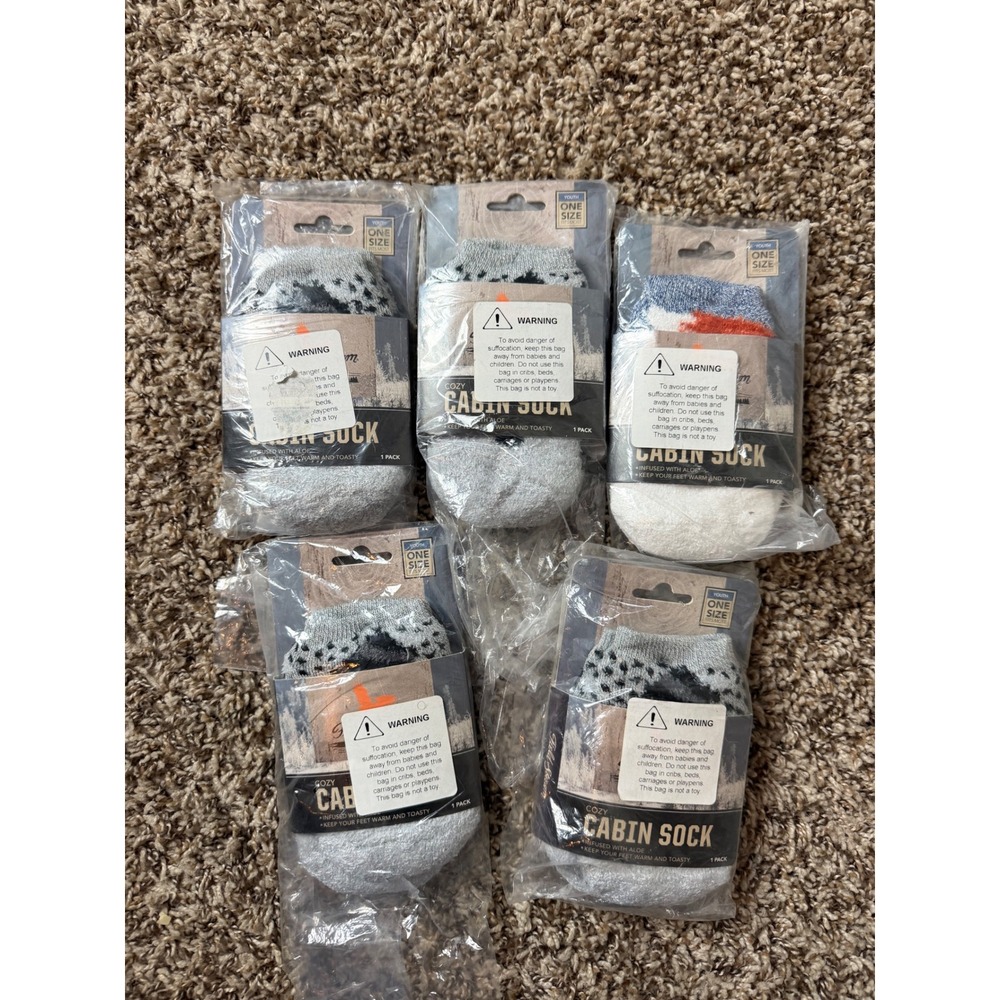 Field & Stream Youth Cozy Cabin Sock 5 Pack Grey Aloe Infused Kids OS 96616